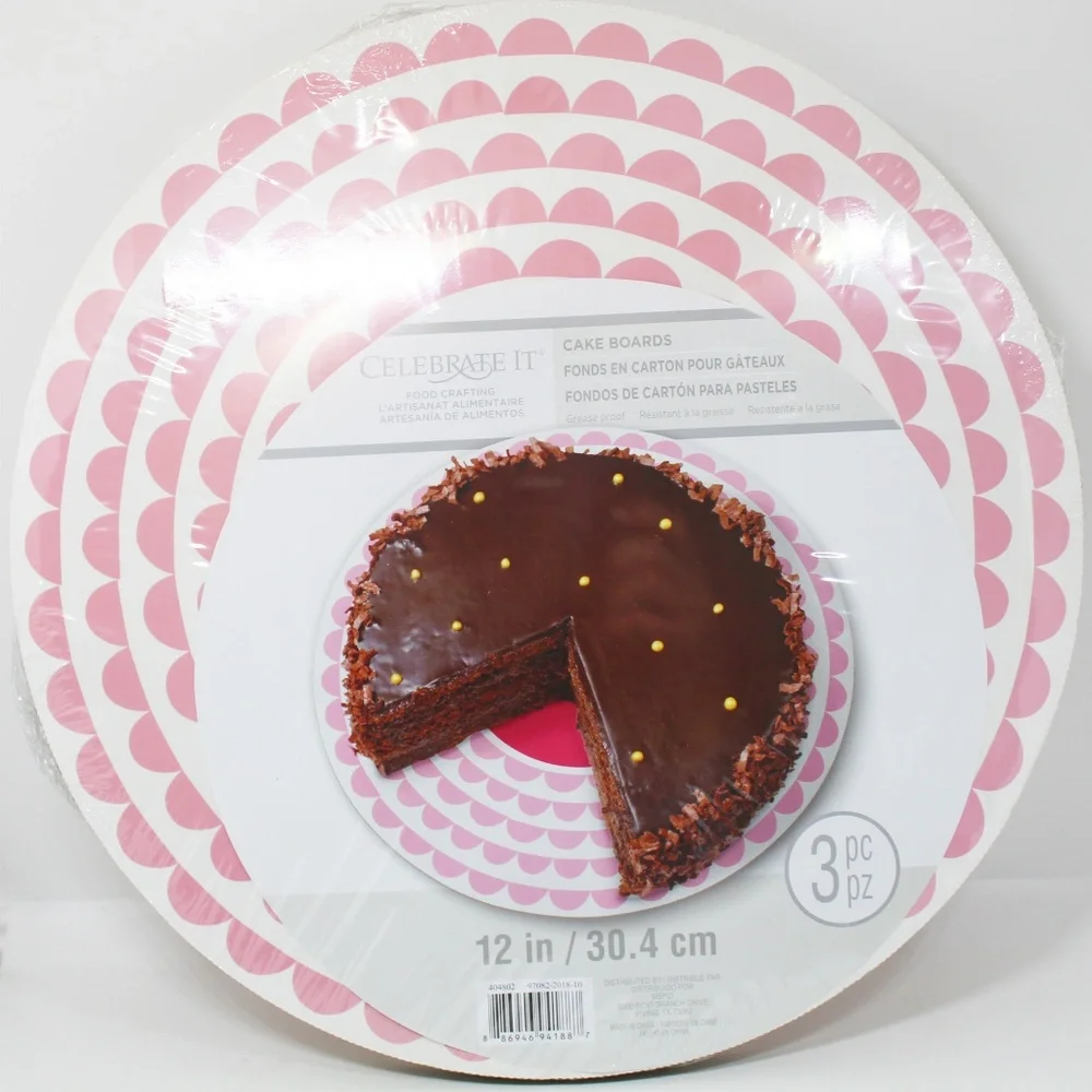 NWT Bundle of 2 sets of printed cardboard cake boards - 12 in